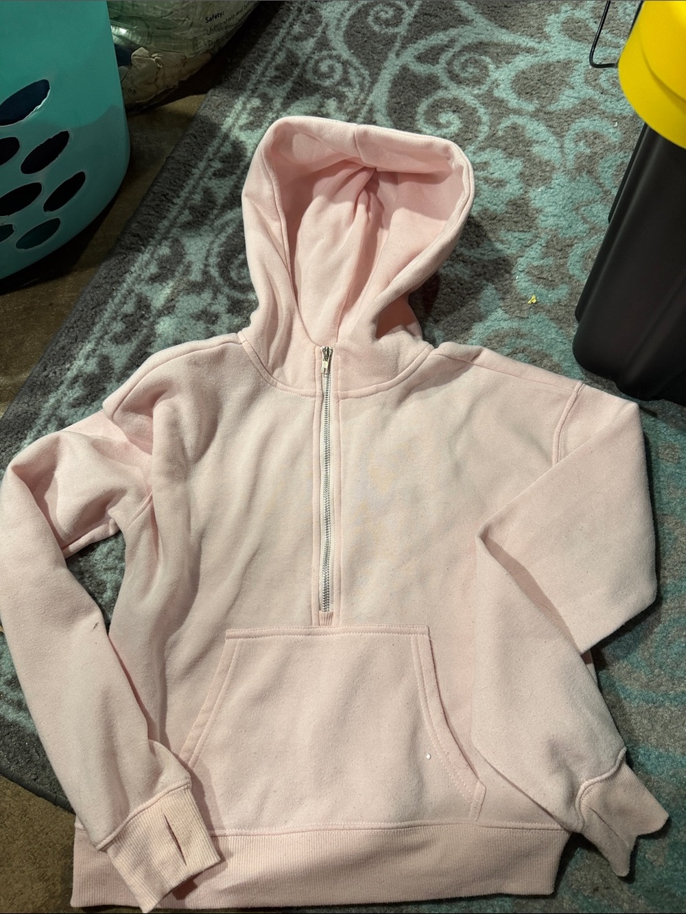 Cozy Women's Light Pink Half-Zip Hoodie Sweater